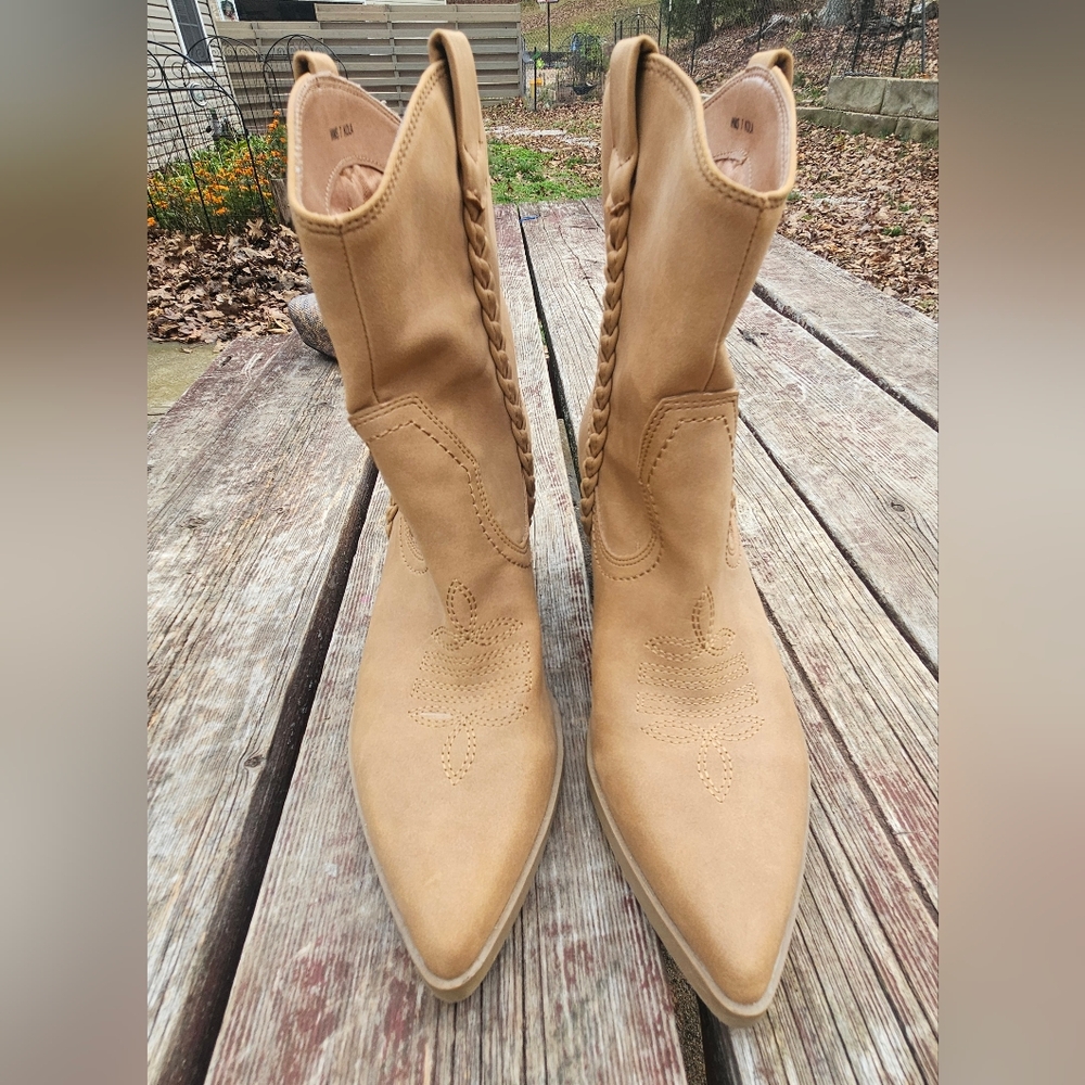 DV by Dolce Vita Tan Braided Western Ankle Boots - Picture 2 of 8